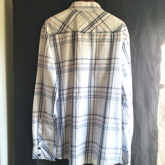BKE Standard Fit Mens Long Sleeve Button Front Shirt XL Blue White Plaid - Picture 4 of 8